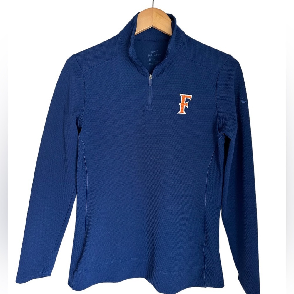 Nike Blue 1/4 Zip Up Collar Dri-Fit Long Sleeve Pull Over Shirt Size S - Picture 3 of 12